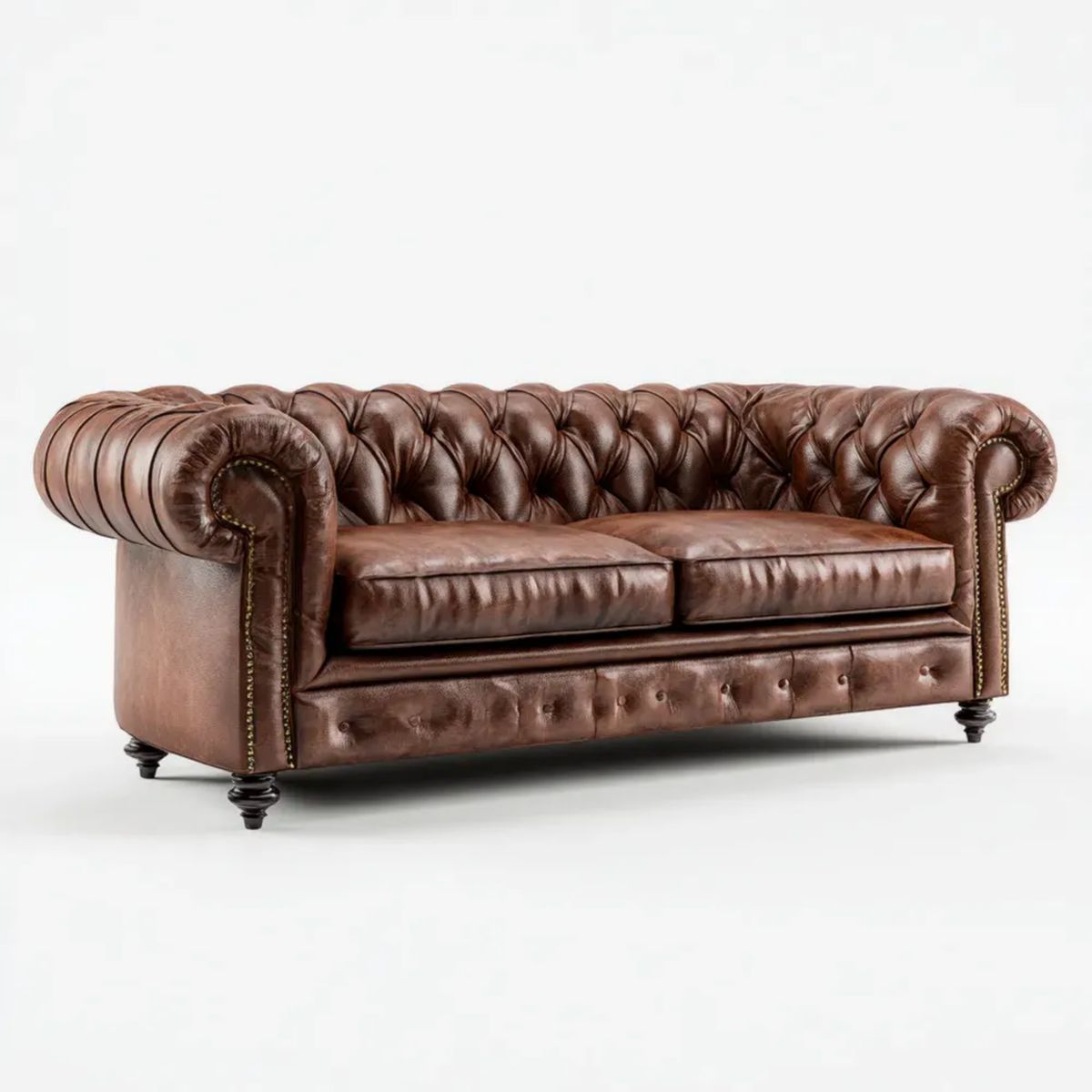 Dwuosobowa sofa Chesterfield ze skóry PU brązowa 180 x 90 x 75 cm