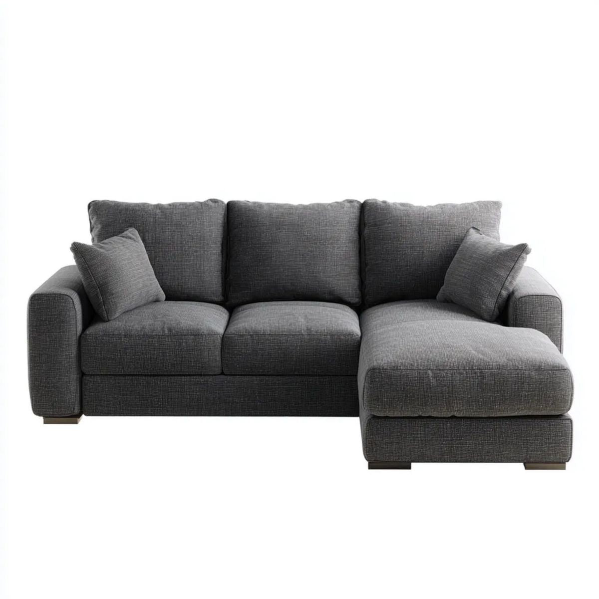 Prawostronna sofa narożna grafitowa z tapicerką poliestrową 230 x 150 x 85 cm