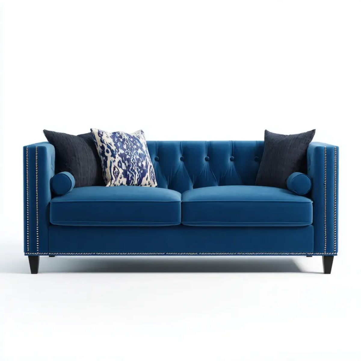 Dwuosobowa sofa aksamitna granatowa 170 x 85 x 85 cm