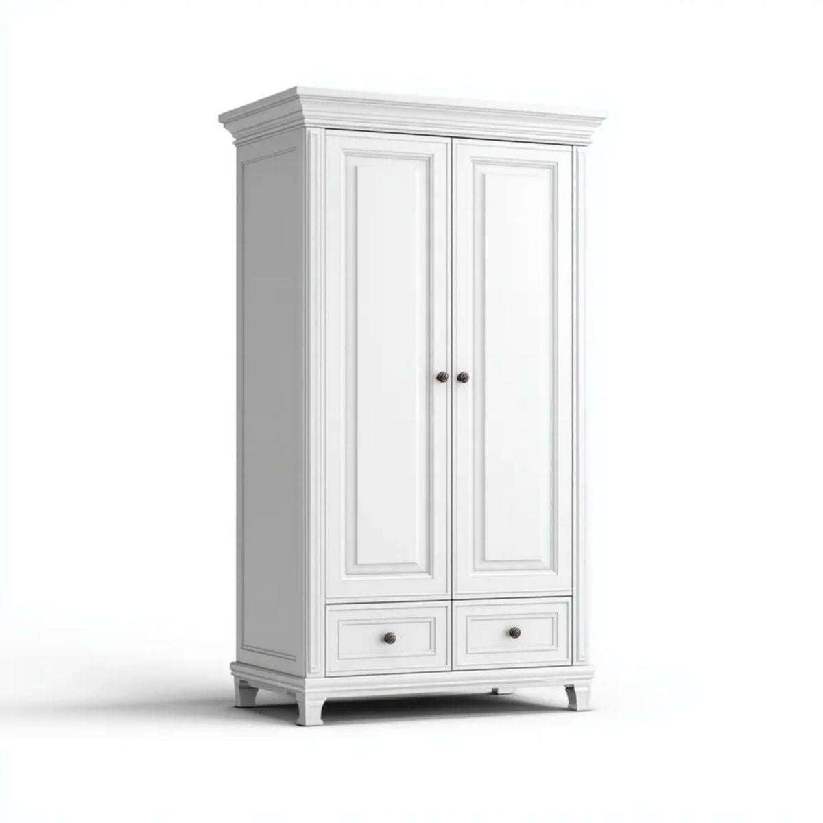 Biała dwudrzwiowa szafa z płyty MDF z 2 szufladami, 100 x 55 x 200 cm