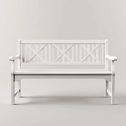 Biała drewniana ławka ogrodowa 120 x 60 x 90 cm