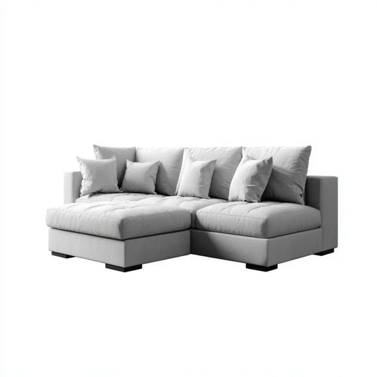 Sofa narożna w kształcie L z lewostronnym szezlongiem, jasnoszara, poliestrowa, 260 x 160 x 85 cm