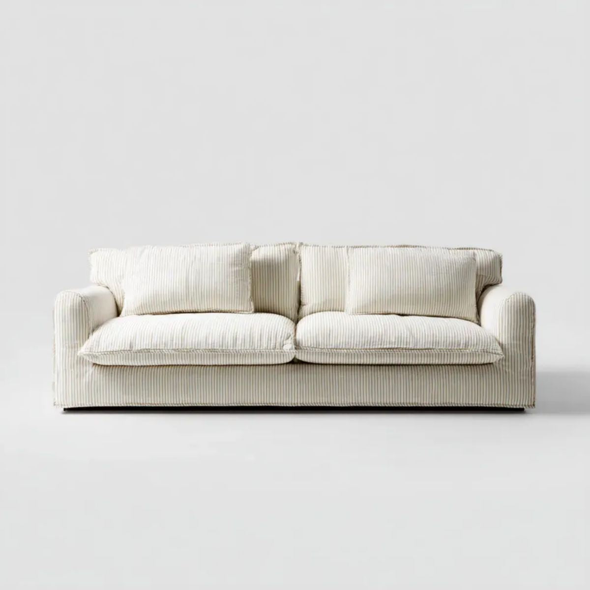 Kremowa sofa 3-osobowa ze sztruksu 220 x 95 x 85 cm