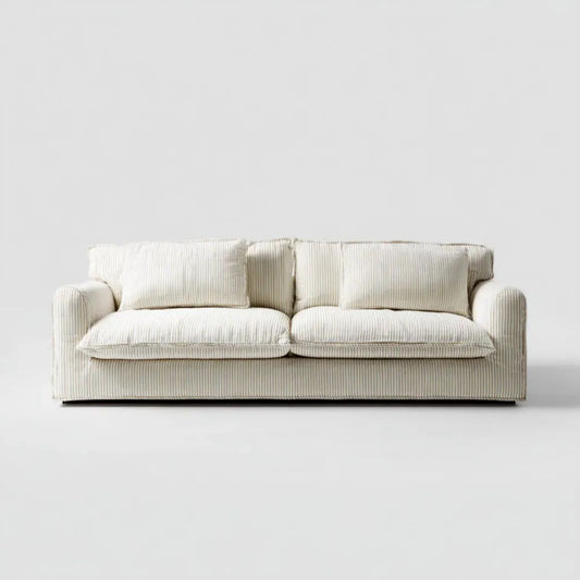 Kremowa sofa 3-osobowa ze sztruksu 220 x 95 x 85 cm
