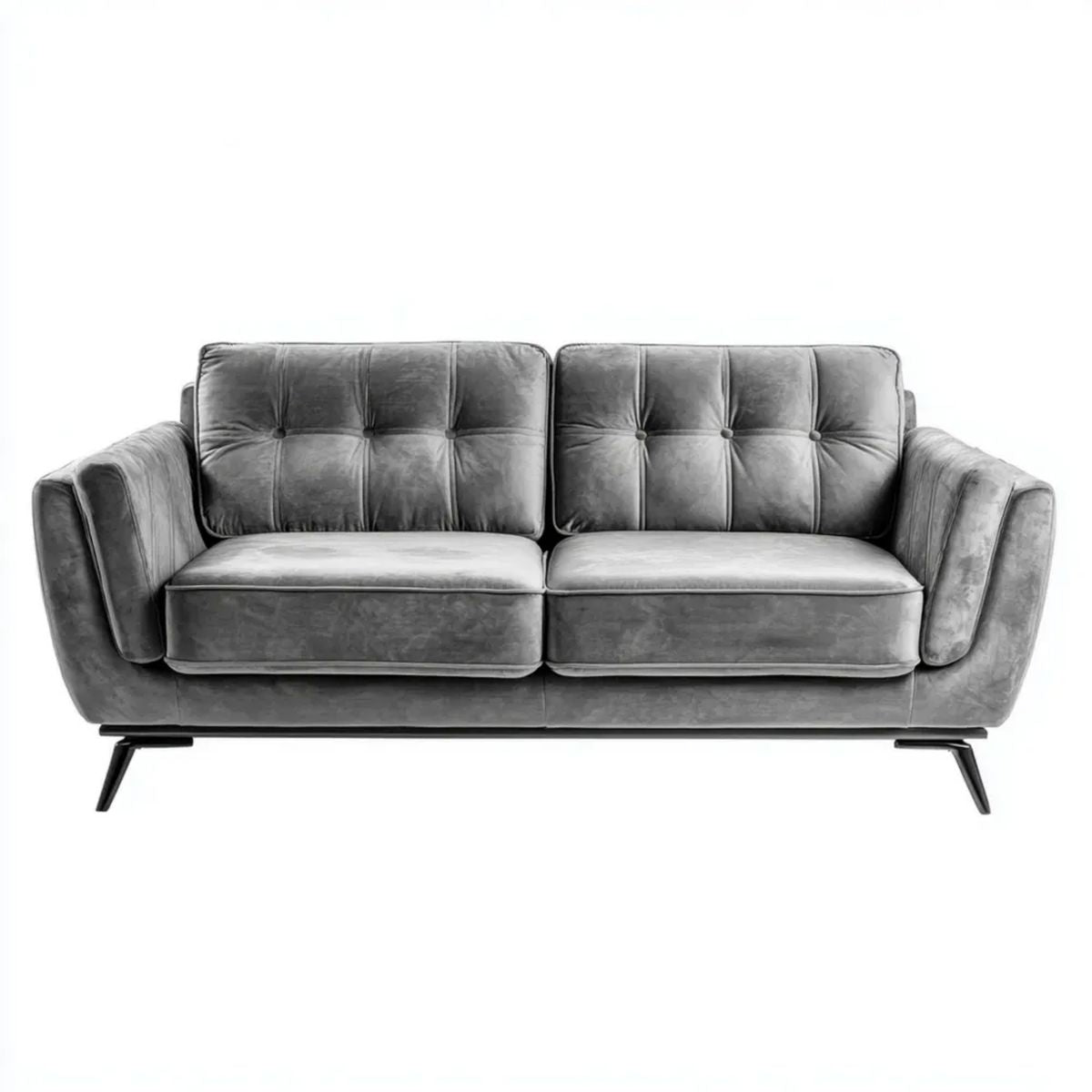 Dwuosobowa sofa z tkaniny aksamitnej szara 180 x 85 x 88 cm