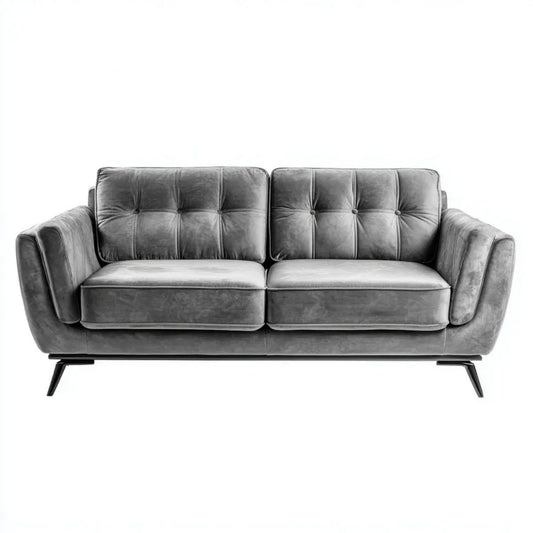 Dwuosobowa sofa z tkaniny aksamitnej szara 180 x 85 x 88 cm