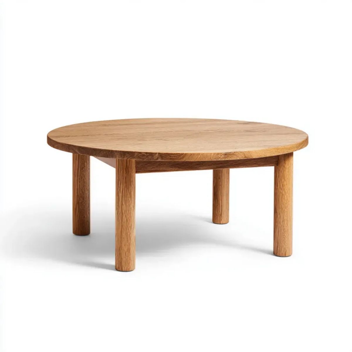 Okrągły drewniany stolik kawowy w kolorze jasnego dębu, Ø80 × 45 cm