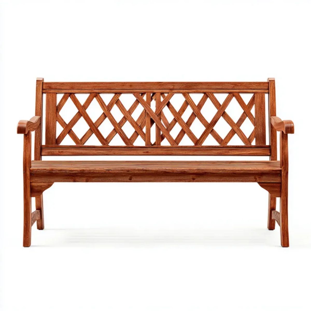 Dwuosobowa ławka ogrodowa z drewna akacjowego brązowa 120 x 60 x 88 cm z kratowym oparciem