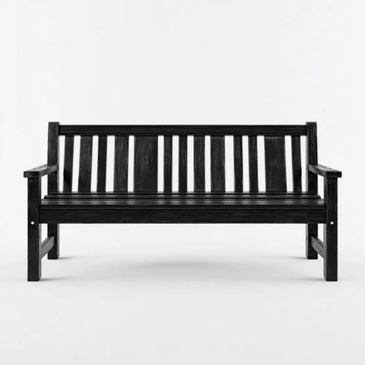 Czarna drewniana ławka ogrodowa 2-osobowa 120 x 65 x 90 cm