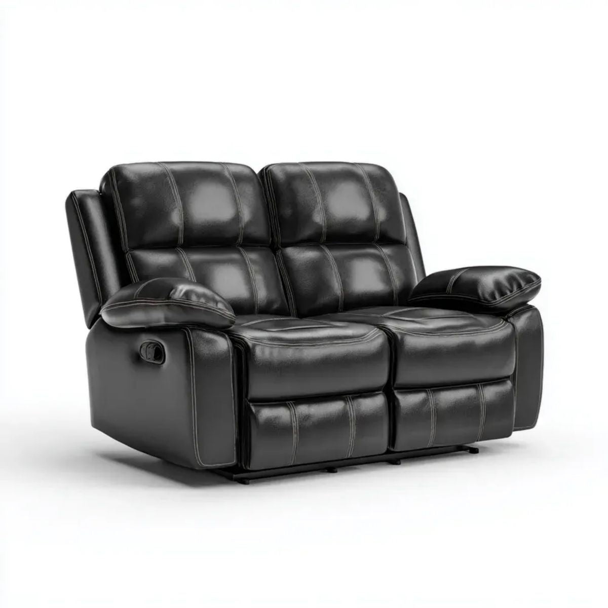 Czarna dwuosobowa sofa ze skóry syntetycznej PU z funkcją relaks 165 x 92 x 102 cm