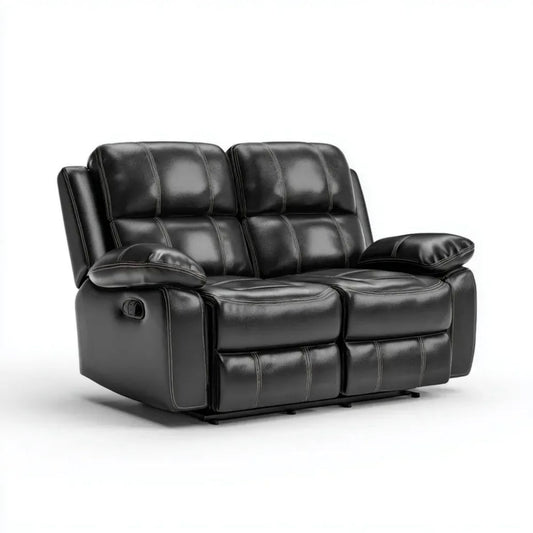 Czarna dwuosobowa sofa ze skóry syntetycznej PU z funkcją relaks 165 x 92 x 102 cm