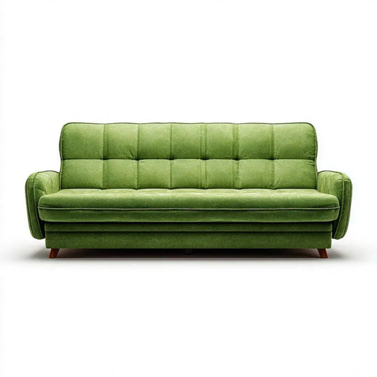 Trzyosobowa sofa zielona tapicerowana poliestrem, 210 x 90 x 88 cm
