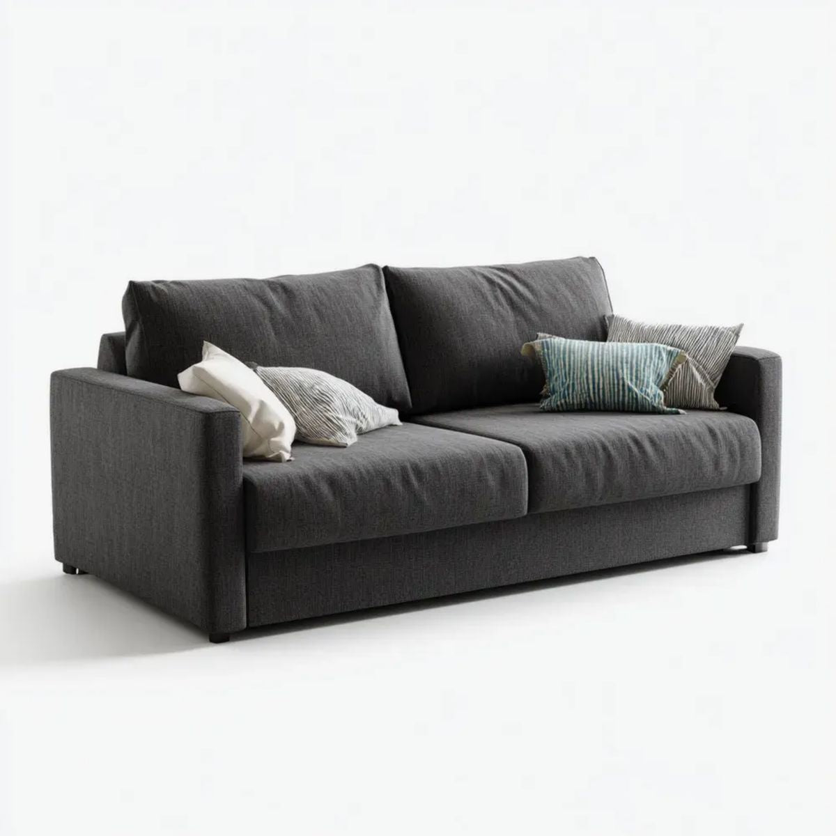 Trzyosobowa sofa z tkaniny grafitowa 220 × 95 × 85 cm