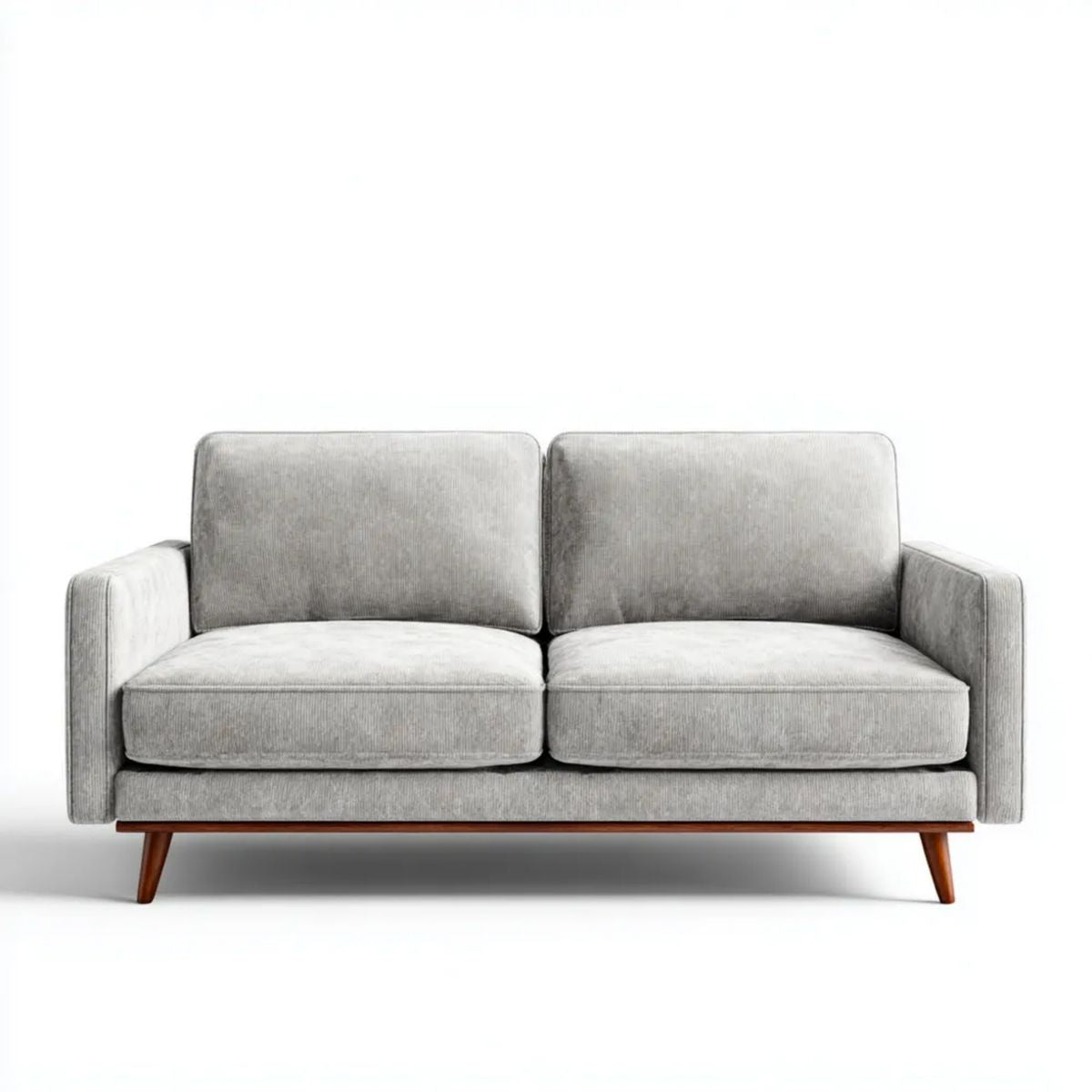 Dwuosobowa sofa z poliestru, jasnoszara/brązowa, 160 x 85 x 85 cm