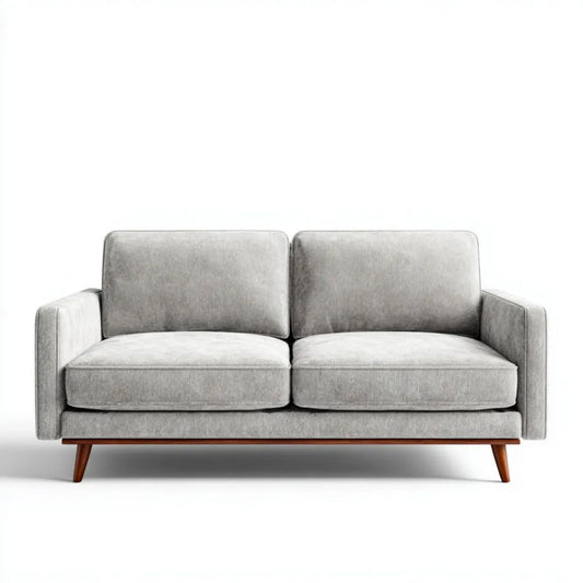 Dwuosobowa sofa z poliestru, jasnoszara/brązowa, 160 x 85 x 85 cm