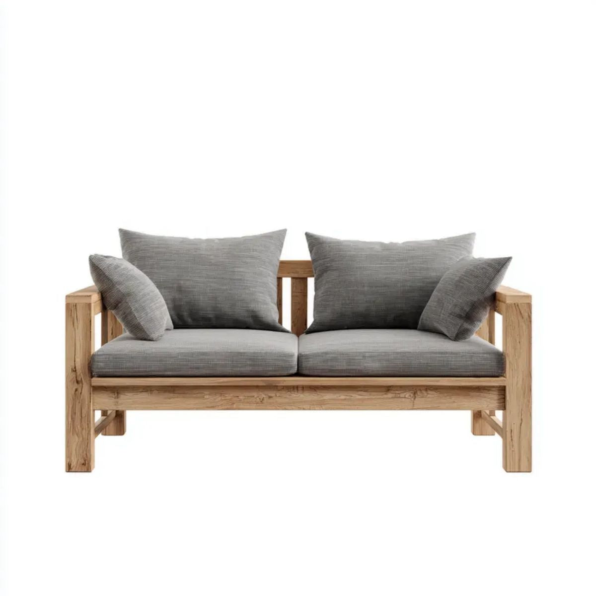 Dwuosobowa sofa ogrodowa szara z drewna akacjowego 150 x 80 x 75 cm