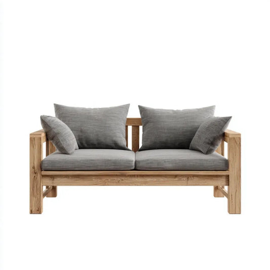Dwuosobowa sofa ogrodowa szara z drewna akacjowego 150 x 80 x 75 cm